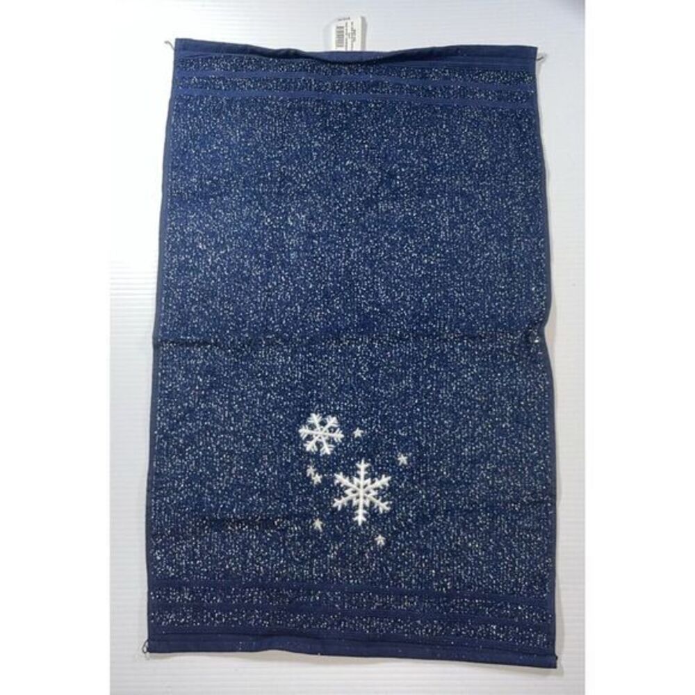 Vtg. Santens Christmas Embroidered‎ Snowflake Blue Towel NWT 16x26"
